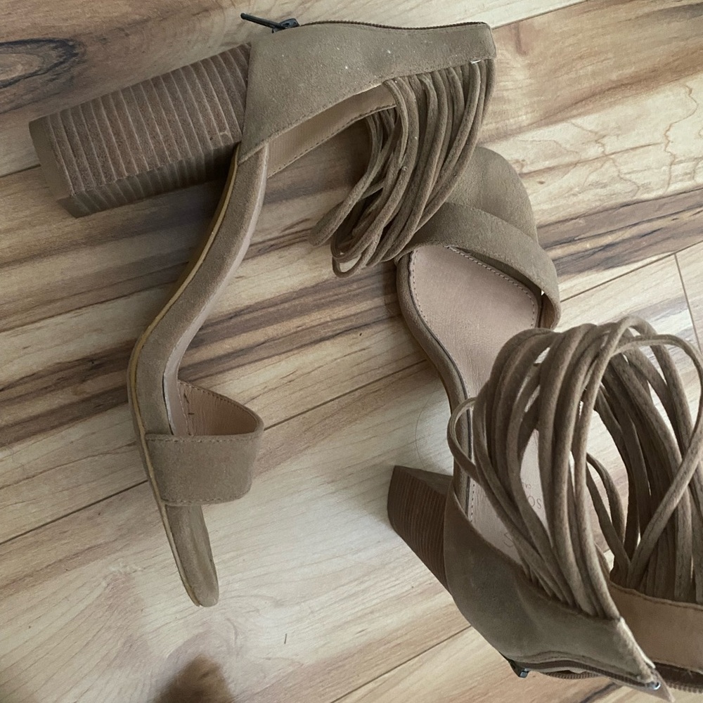 Tan Suede Women's Heeled Sandals